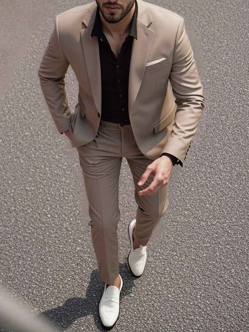 Set of 2 Men'S Tailored Suit Jacket & Dress Trousers with Pockets.