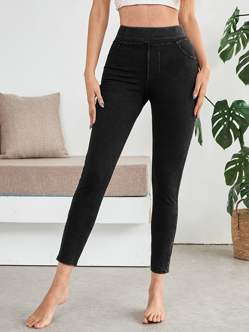 Women's High-Waisted Stretch Jeans.