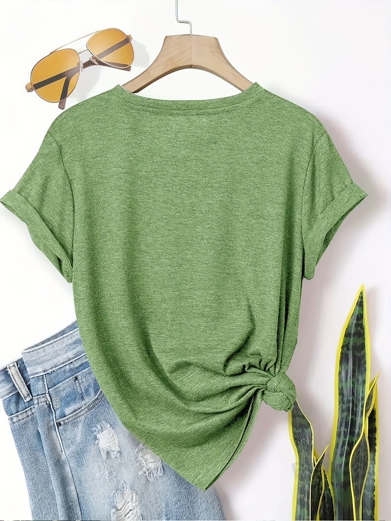 Elegant Women's Short-Sleeve T-Shirt with Coffee-Themed Prints.
