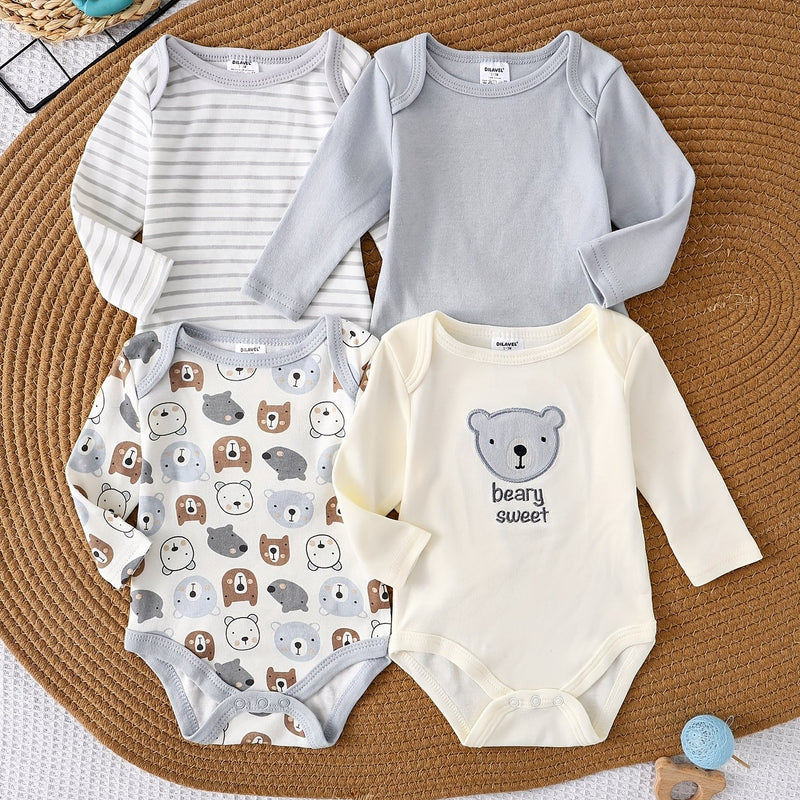 4pcs New Autumn/Winter Long-Sleeve Romper for Boys.