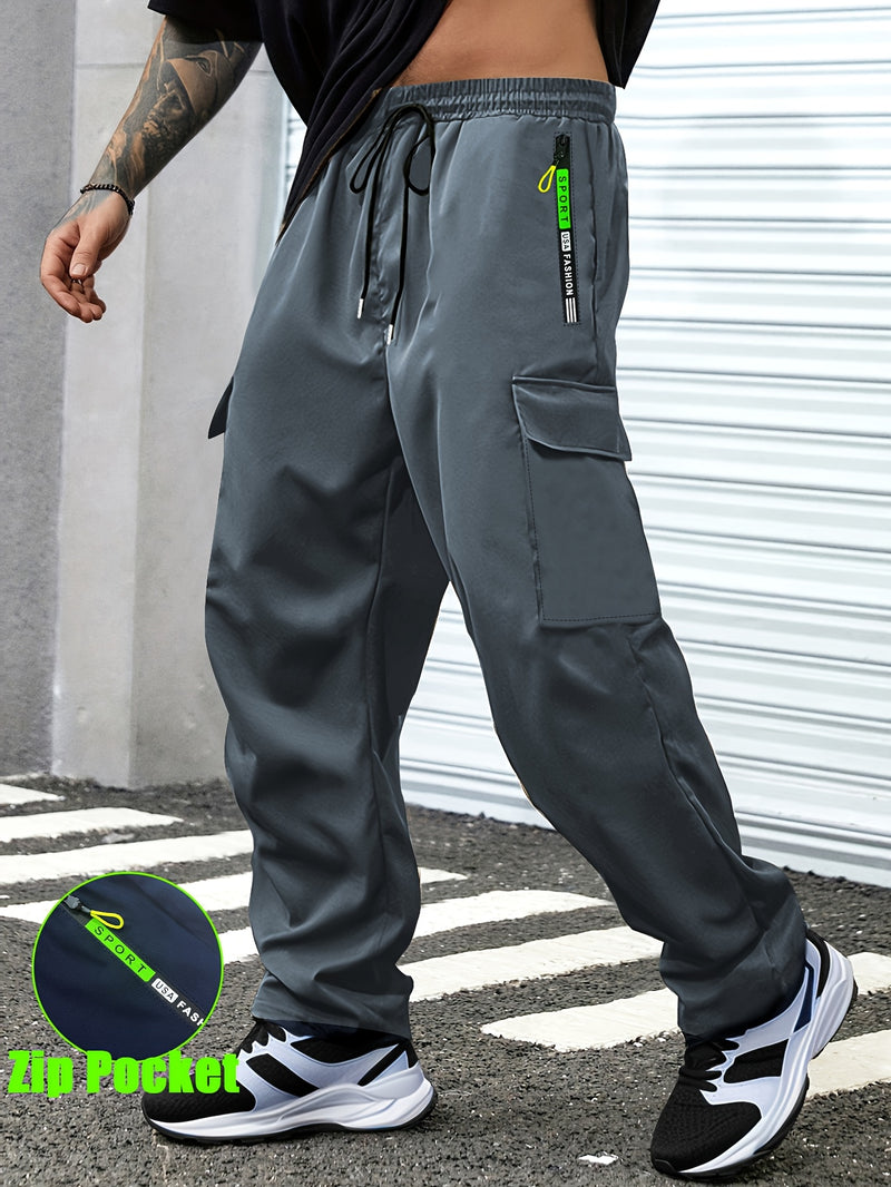 Men's Outdoor Casual Cargo Pants - Made from Polyester Fabric.