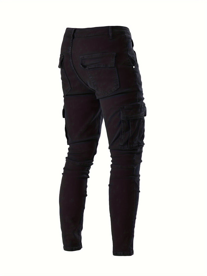 Men’s Fashionable Casual Mid-Rise Denim Work Pants.