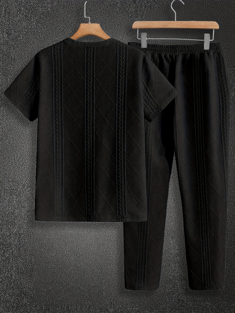 Men's Round Neck Textured Heavyweight Short Sleeve Shirt.