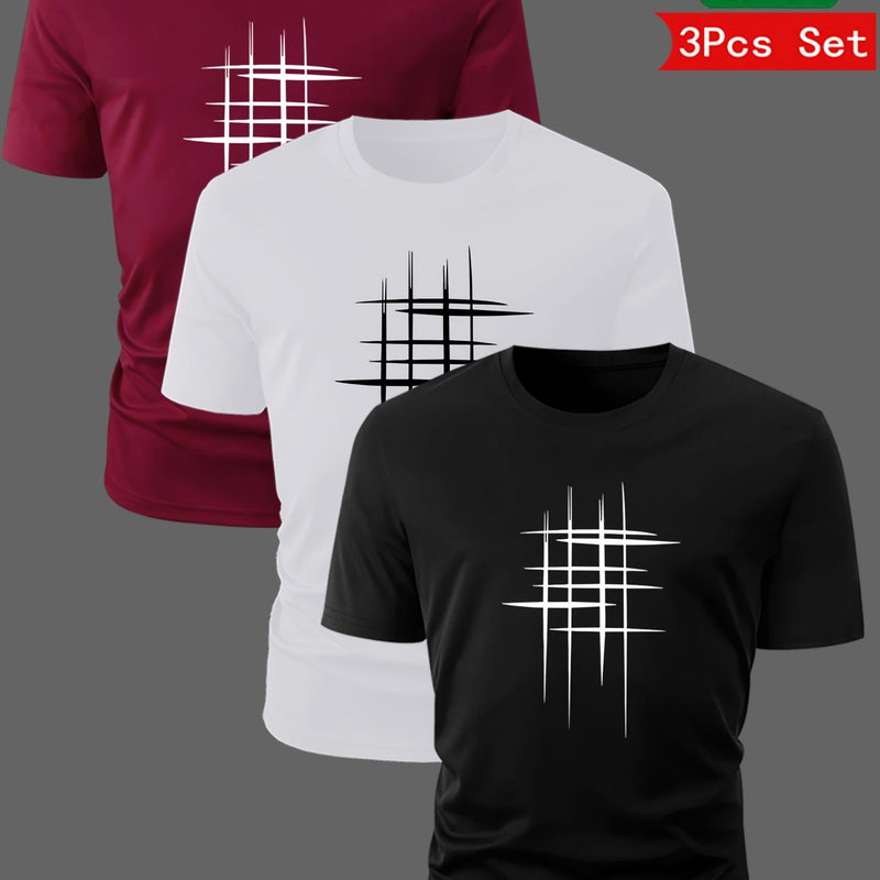 3 pcs Cotton Short-sleeve Men's T-shirts.