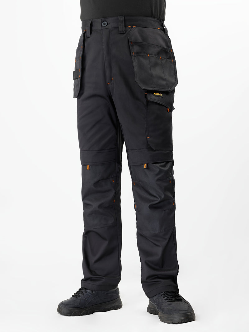 Men's Elastic Cargo Pants with Multiple Pockets, All-Season Style.