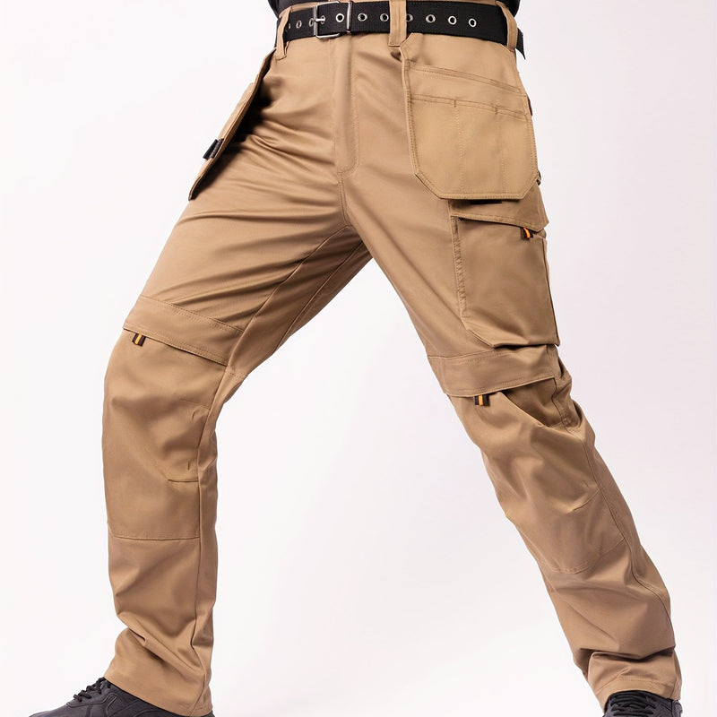 Men's Elastic Cargo Pants with Multiple Pockets, All-Season Style.