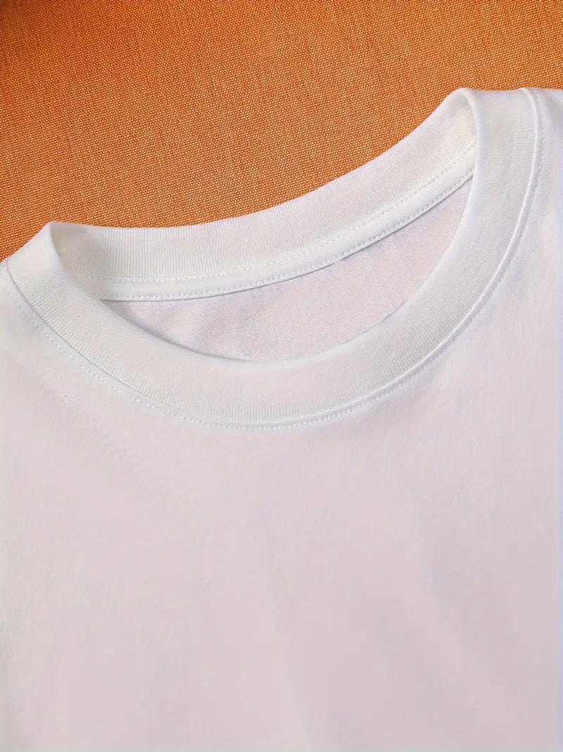 Men's Casual Versatile Trendy Round Neck Heavyweight Cotton T-Shirt.