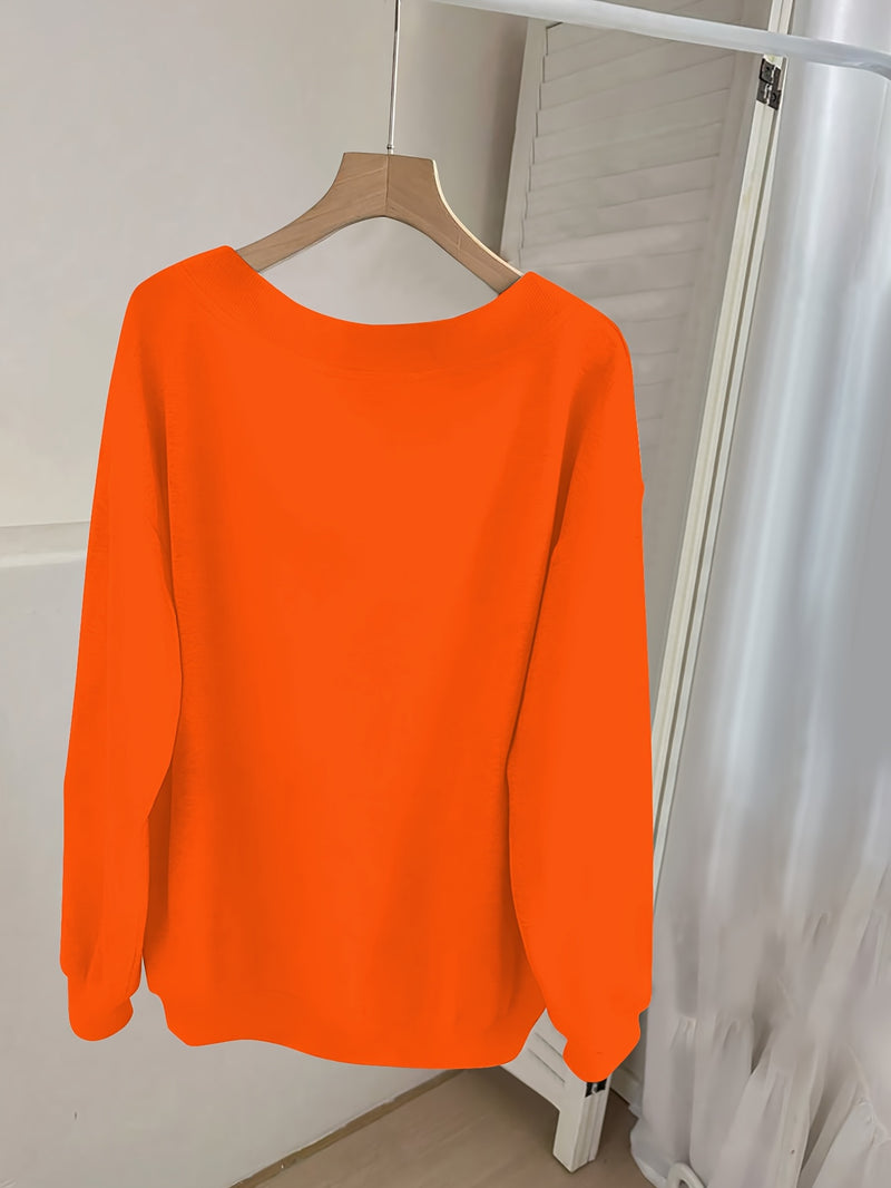 Women's Pink V-Neck Long Sleeve Sweater with German Letter Print.