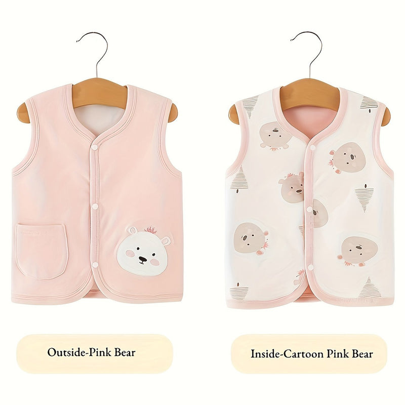 Baby Girl' Soft Cotton Bear Embroidery Cardigan Jacket.