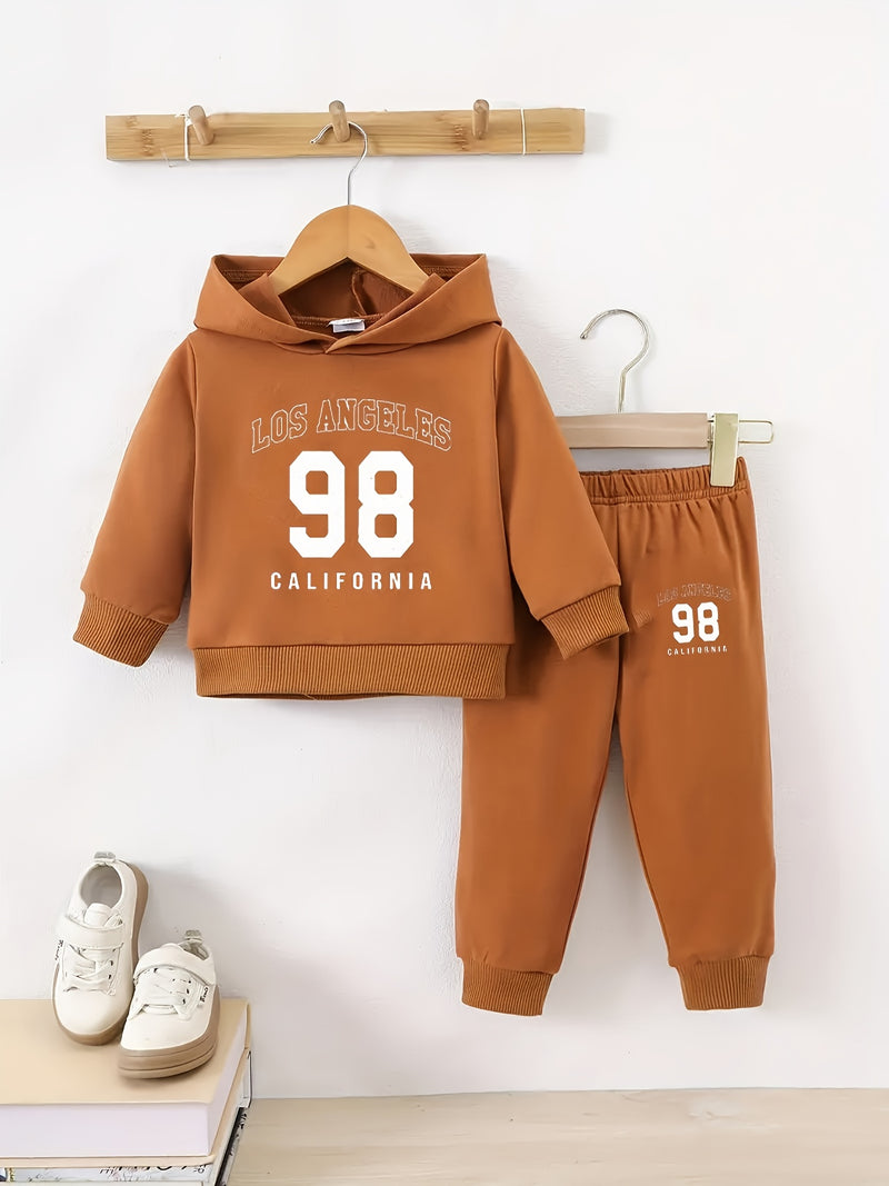 Newborn Baby Boy's  Fleece Hooded Sweatshirt with Number and Letter.