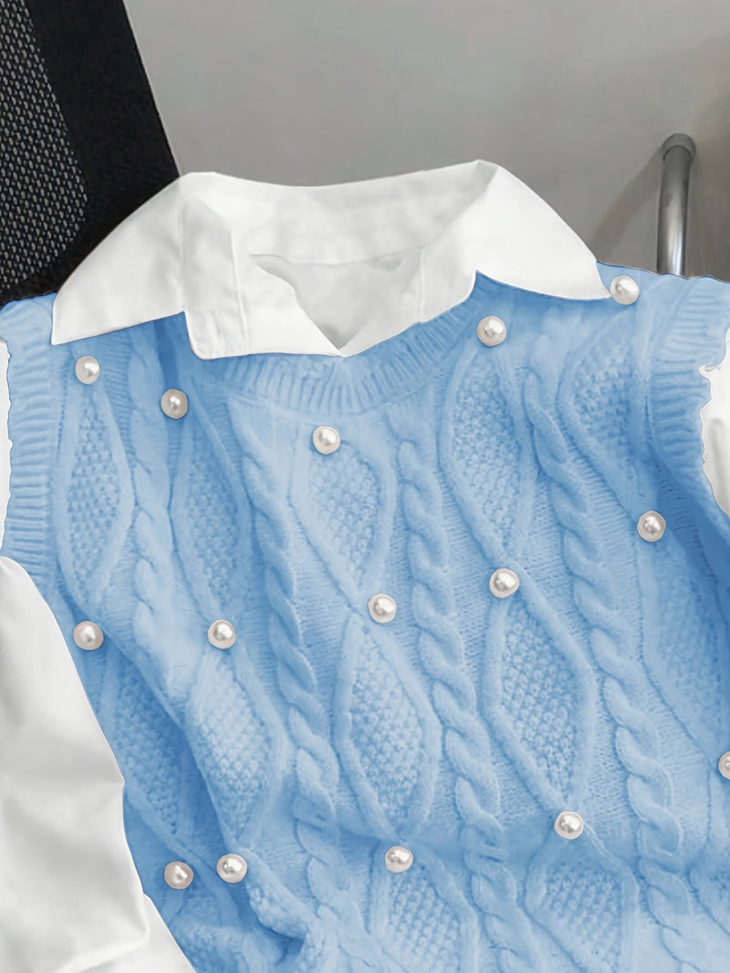 Spring/Summer New Women's Fashion Elegant Pullover Pearl Vest.