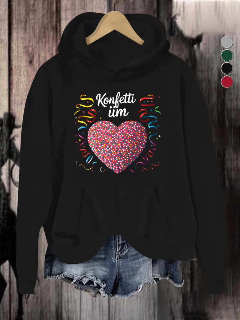 Festive Confetti Heart Women's Hoodies.
