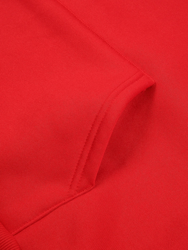 Men's Red Hoodie with "Never Give Up" Print.