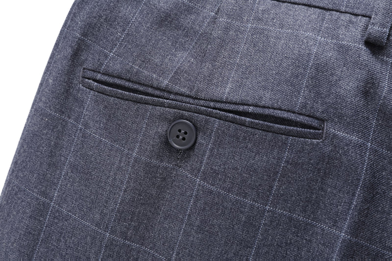 3pcs Men's Slim-Fit Checkered Suit - Notable Suit Suitable for Business.