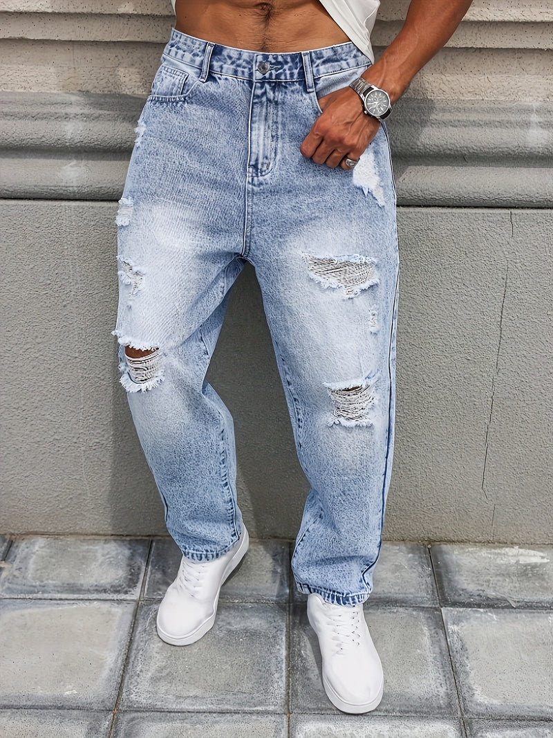 Men's Distressed Denim Pants.