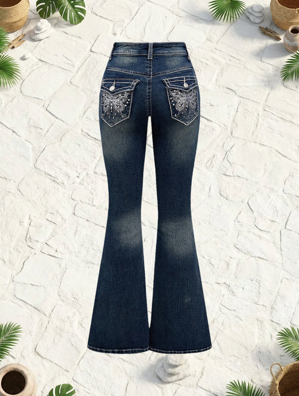 Women's Fashion Trendy Stretch Comfortable Washed Denim Jeans.