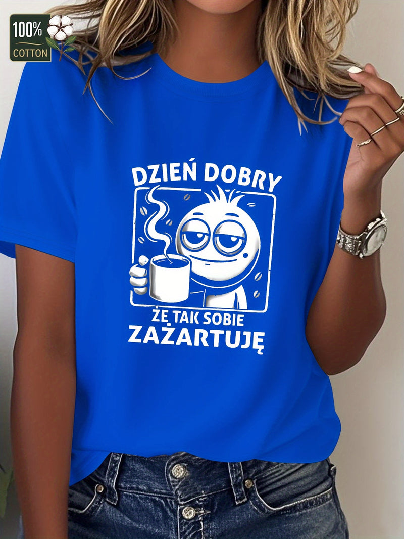 Women's T-Shirt Made of Pure in a Fun Polish Design.