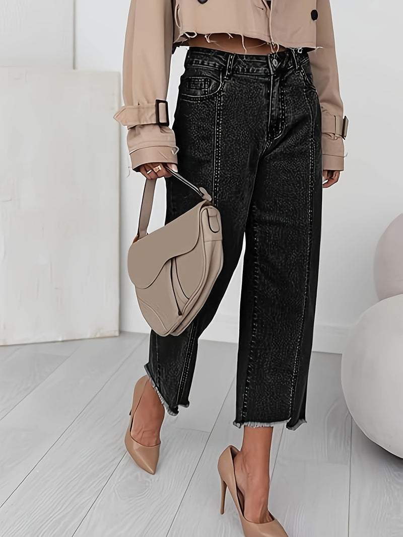 Women's Plus Size Fashion Stretch Cropped Jeans.