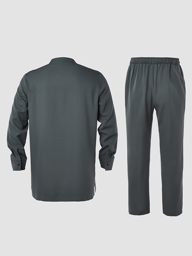 Men'S Elegant Dashiki 2pcs Set, Long Sleeves, Embroidery.