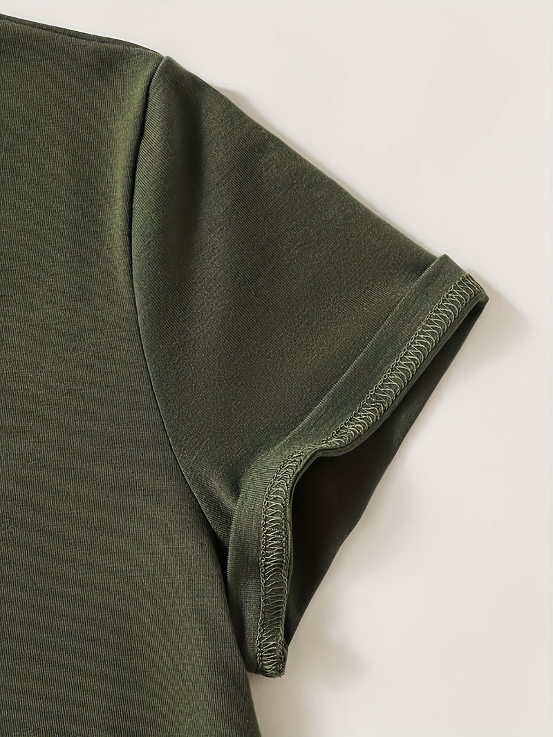 Round neck T-shirt in small and plus sizes, summer/spring Women's top.