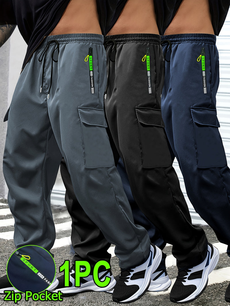 Men's Outdoor Casual Cargo Pants - Made from Polyester Fabric.