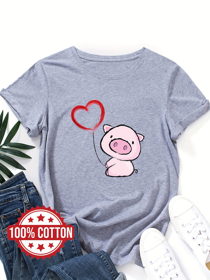 Women's Cute & Heart Balloon Print T-Shirt.