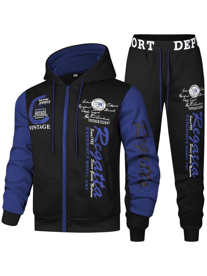 Men's Casual Sports Two-Piece Set Includes a Hooded Sweatshirt And Pants.