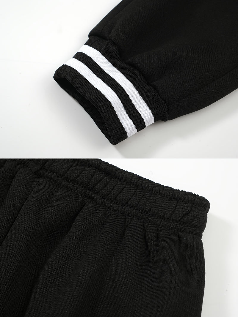 2pcs Boys  Winter Warm Letter 'A' Print Baseball Jacket & Pants Suit.