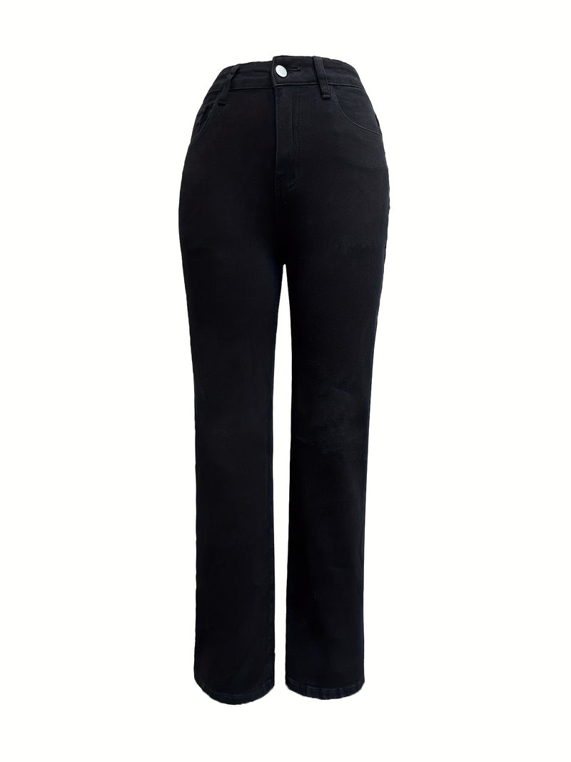Ladies' Black Wide-leg Pants, Elastic Belt and Slanted Pockets.