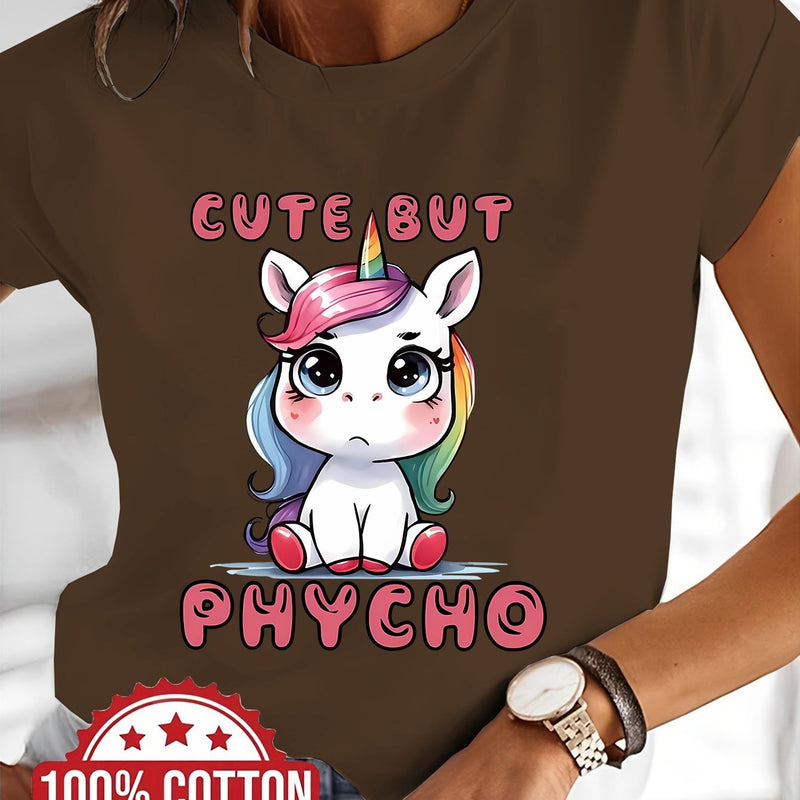 Women’s Whimsical Unicorn Graphic Print T-Shirt.