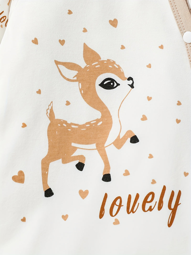 Newborn Baby Girl's Autumn/Winter Cartoon Long-Sleeve Casual Bodysuit.