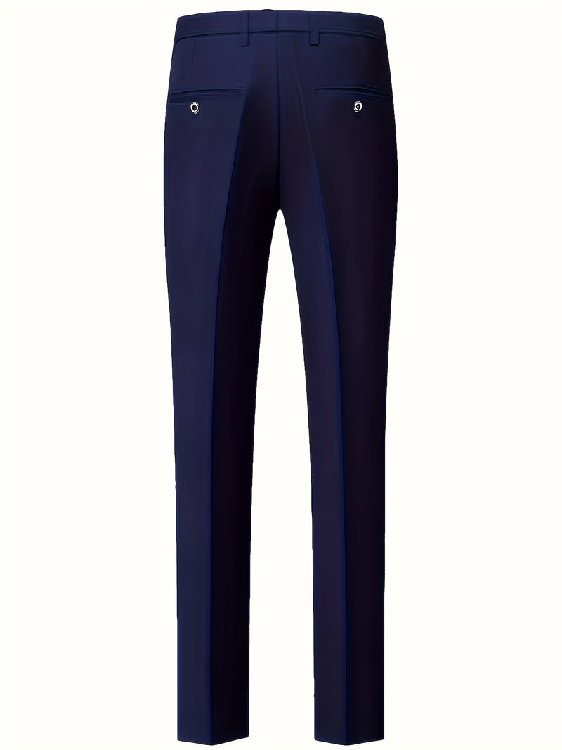 Men's 2pcs Suit, Double-Breasted Notch Lapel Solid Color Blazer and Pants Set.