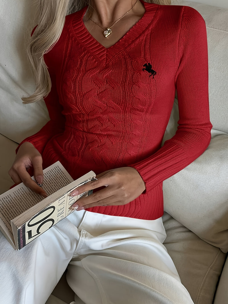 Elegant Ladies' V-neck Long Sleeve Slim Fit Cardigan.