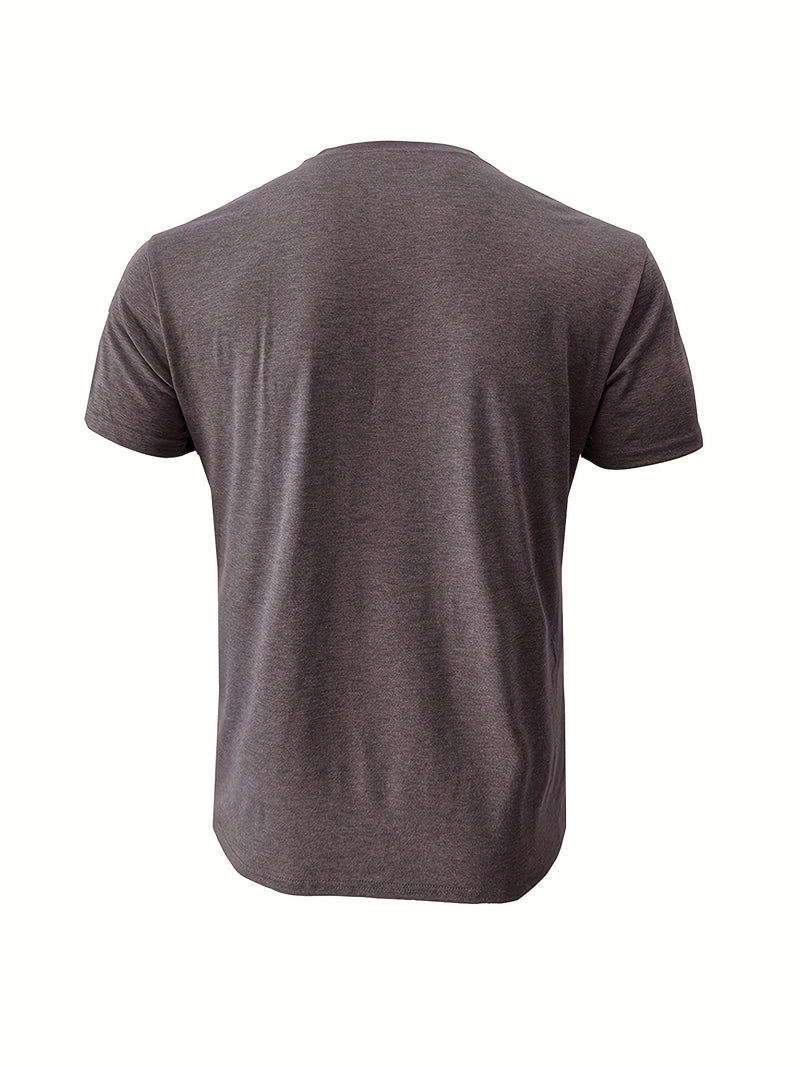 Men's Henley Round Neck Short Sleeve T-Shirt.