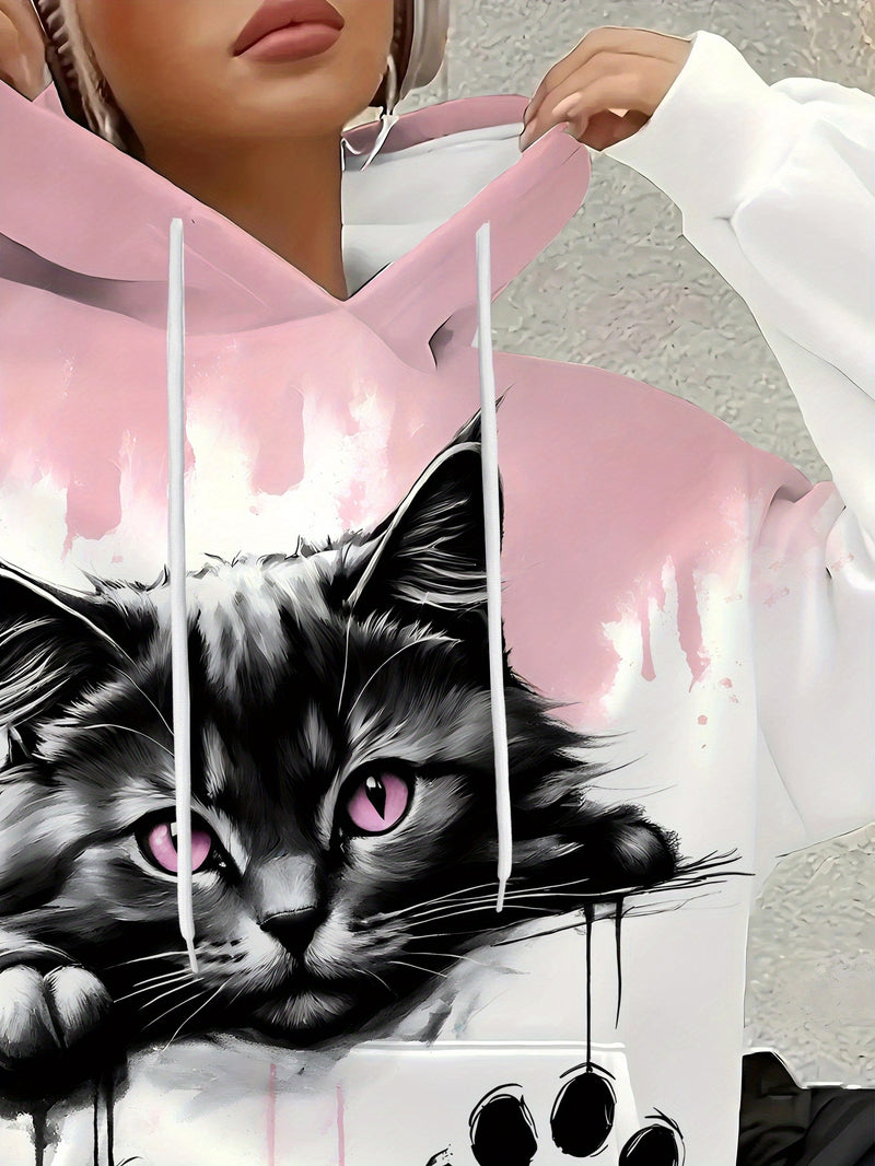 Wemen’s Sweet and style cat paw print hooded sweatshirt.
