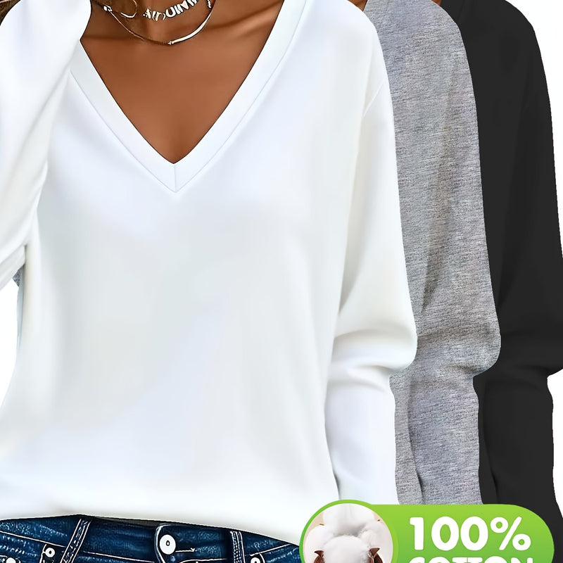 3-Pack Women's Long Sleeve T-shirts.
