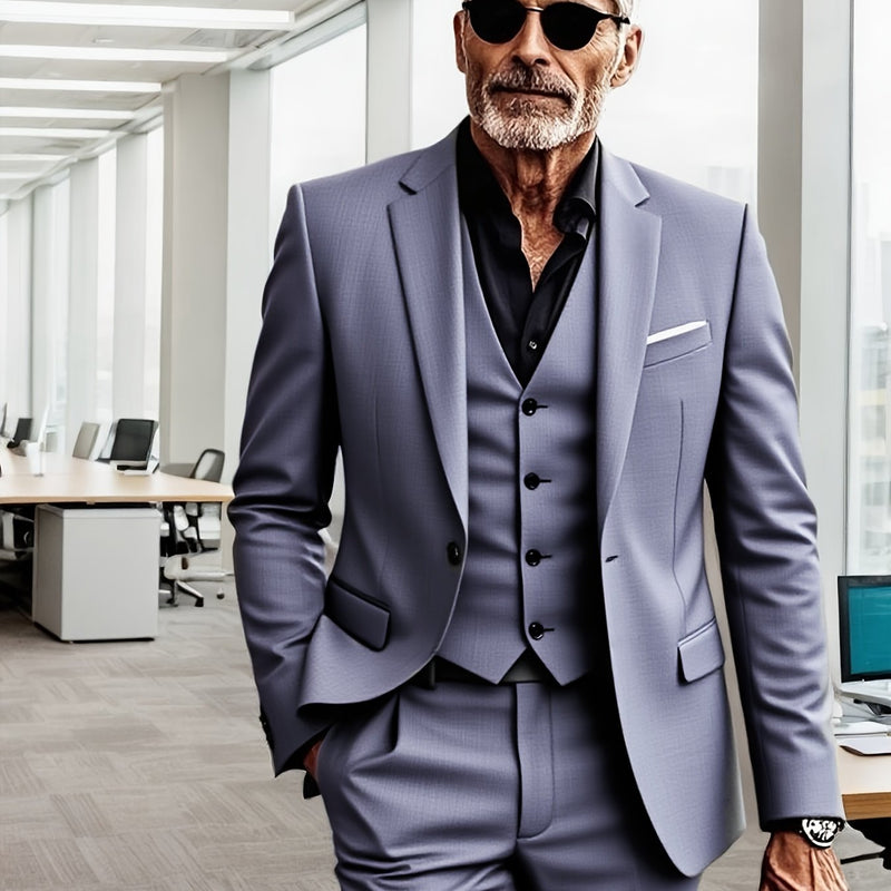 Men's 3pcs Suit- Slim Fit Tuxedo Set for Weddings& Formal Occasions.