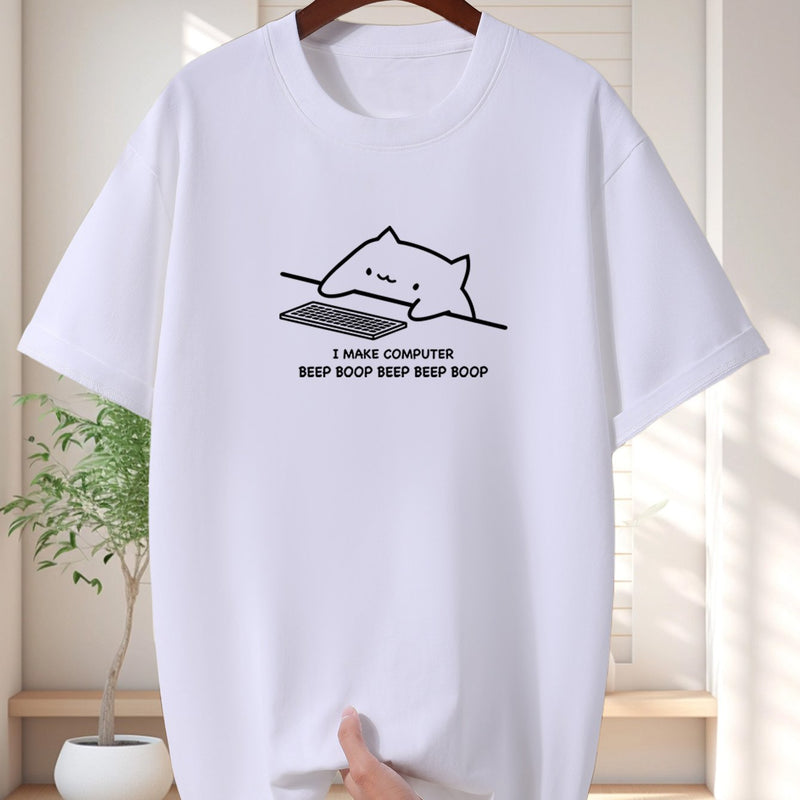 Men's Pure Cotton New Fashion Letter Design Print Casual Short Sleeve.