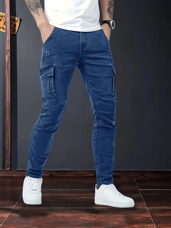 Men's Trendy Casual Long Pants with Multiple Pockets.