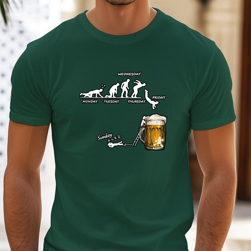 Men'S Creative Beer Illustration Casual Streetwear T-Shirt.