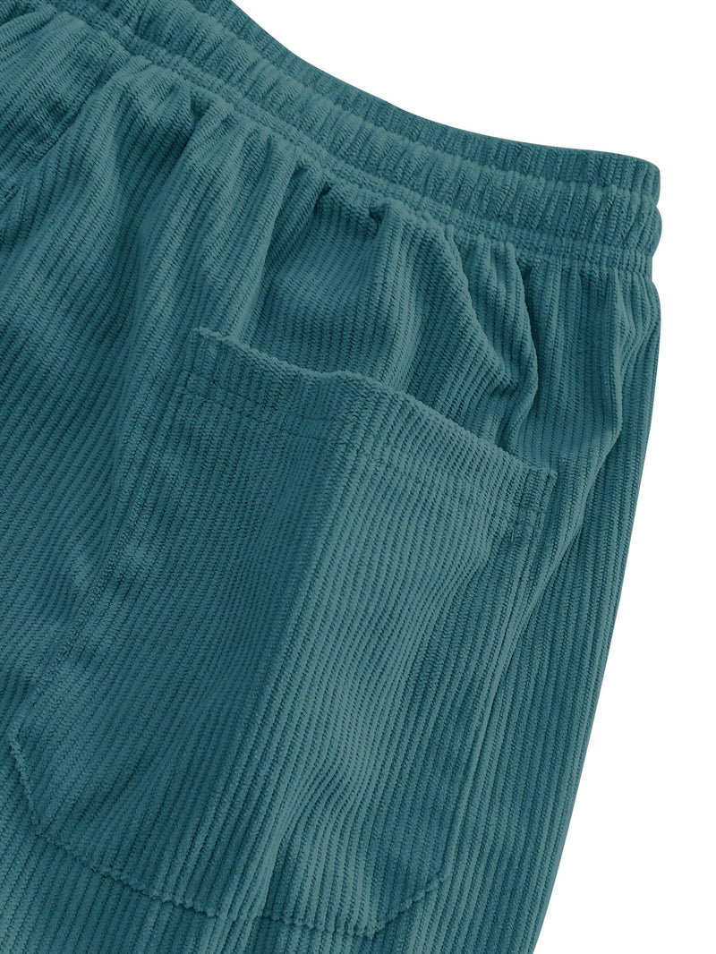 2pcs Set of Lightweight Breathable Corduroy Trousers for Men.