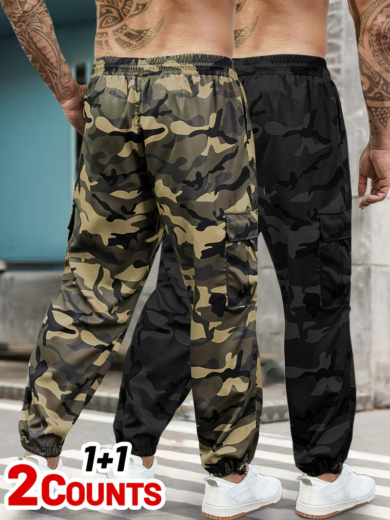 2pcs set of Men's camouflage work pants.