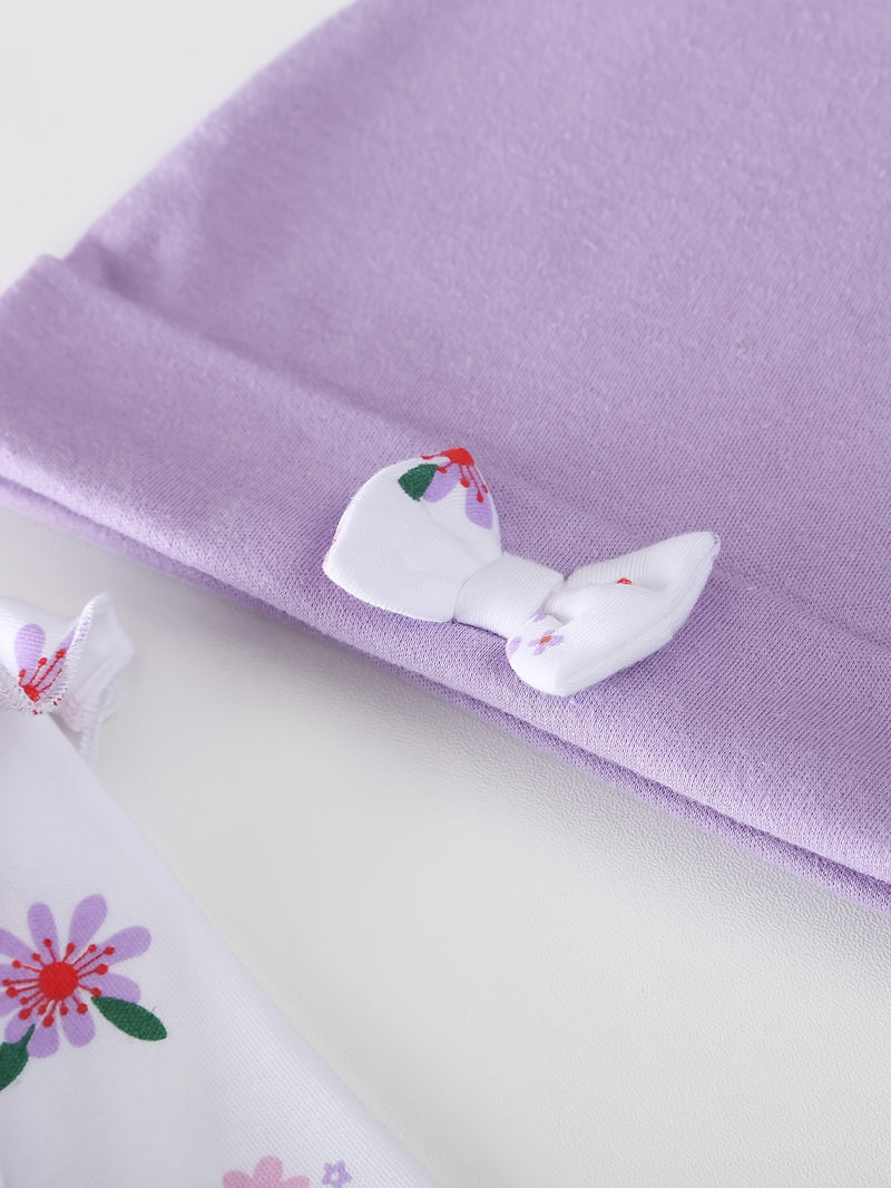 Baby Long-Sleeved Triangle Romper Pants Hat Socks Set.