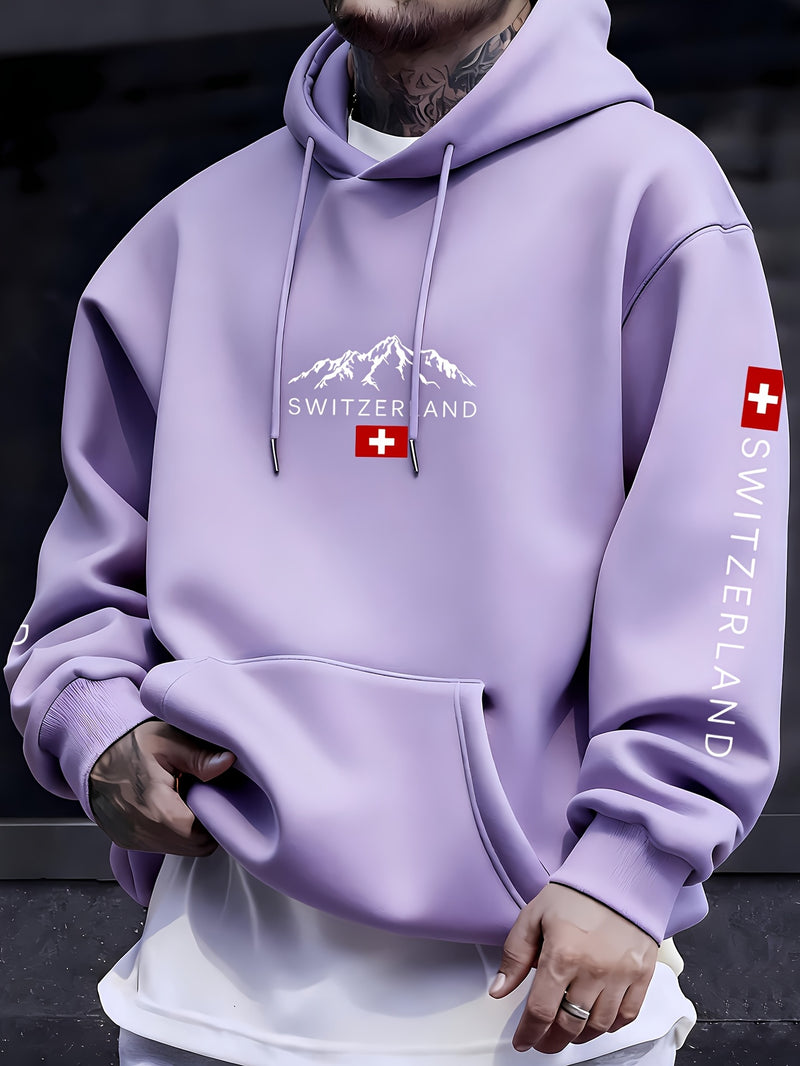Men'S & Women'S Swiss Flag & Matterhorn Mountain Graphic Hooded Sweatshirt.
