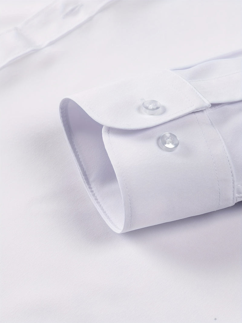 Two-Piece Set of Men's Solid Color Elastic Shirts.