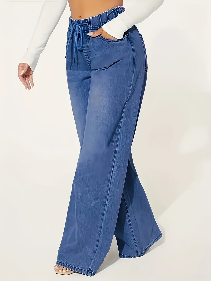 A Pair of Women's Stylish Loose-Fit Straight-Leg Jeans.