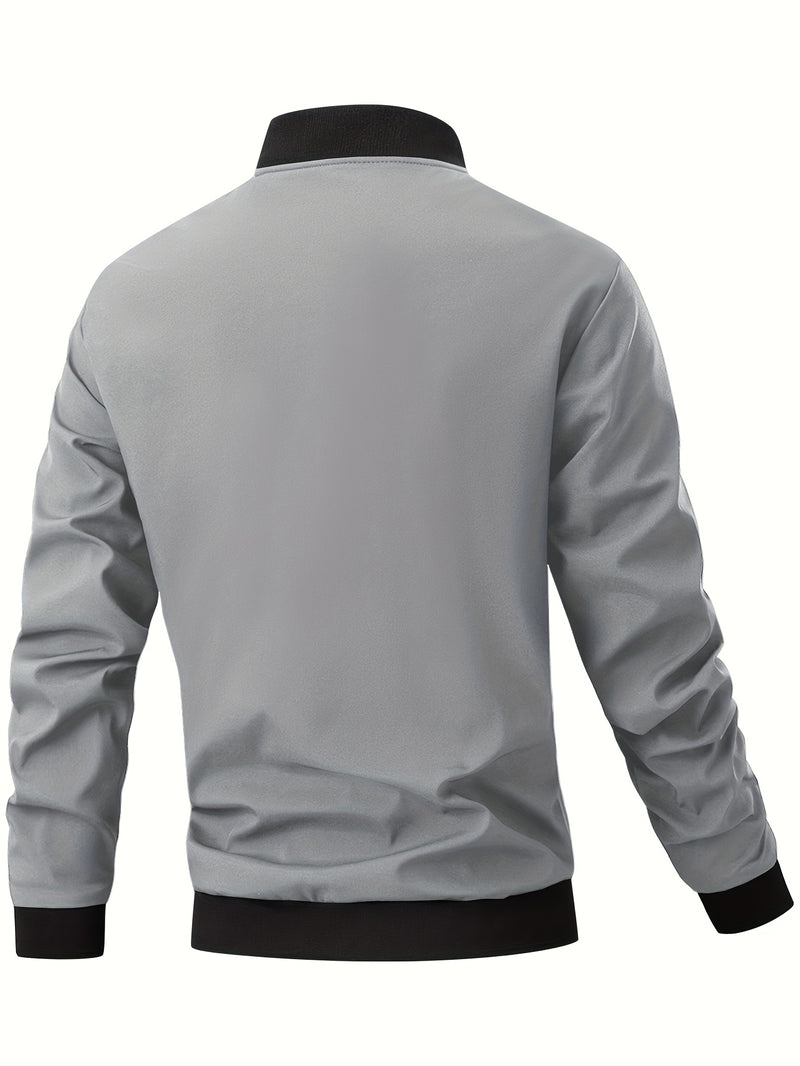 Men'S Casual Bomber Jacket | Spring-Autumn, Non-Stretch, Baseball Collar.