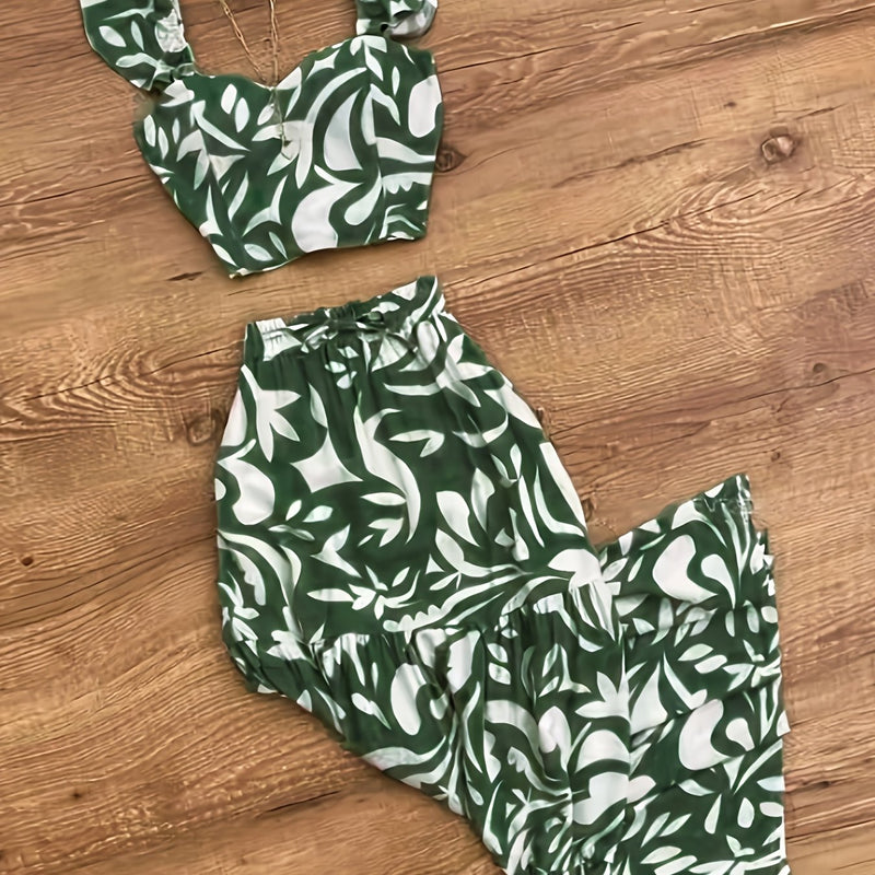 Women's Two-Piece Set, Spring/Summer Casual Elegant Style.