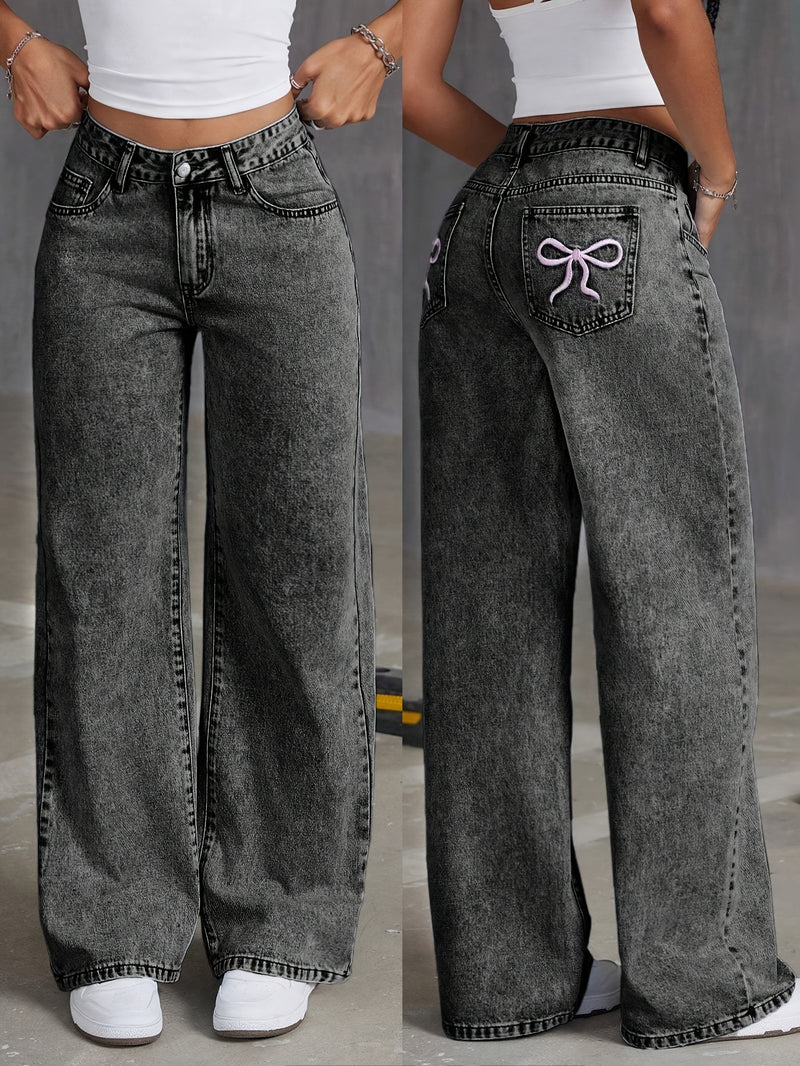 Women's Wide-Leg Stretch Denim Pants.