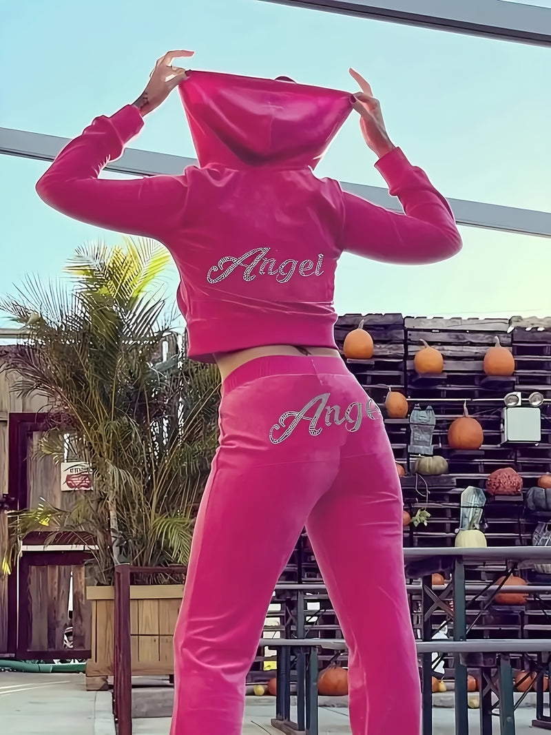 Women's Outdoor Sports Leisure Two-Piece Set Made of Korean Velvet.